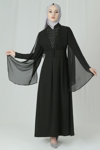 [1103002-Black-48] Elegant Abaya With Strass