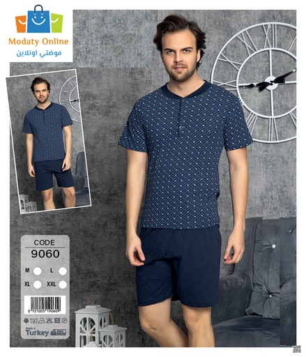 [210101004-9060-L] Half Sleeve Short Pajamas for Men