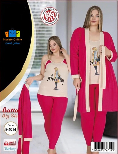 [110102007-4014] Pajamas Set 3 Piece Cotton Kimono